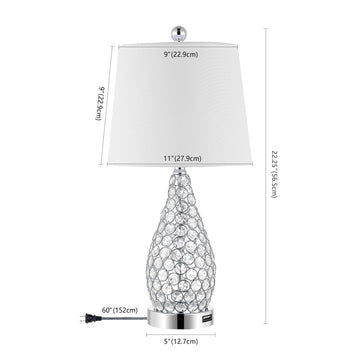 Lily 22.25" Midcentury Modern Iron LED Table Lamp with USB Charging Port - JONATHAN Y